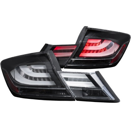 ANZO LED Taillights Black Housing w/ White Strip for 13-15 Honda Civic