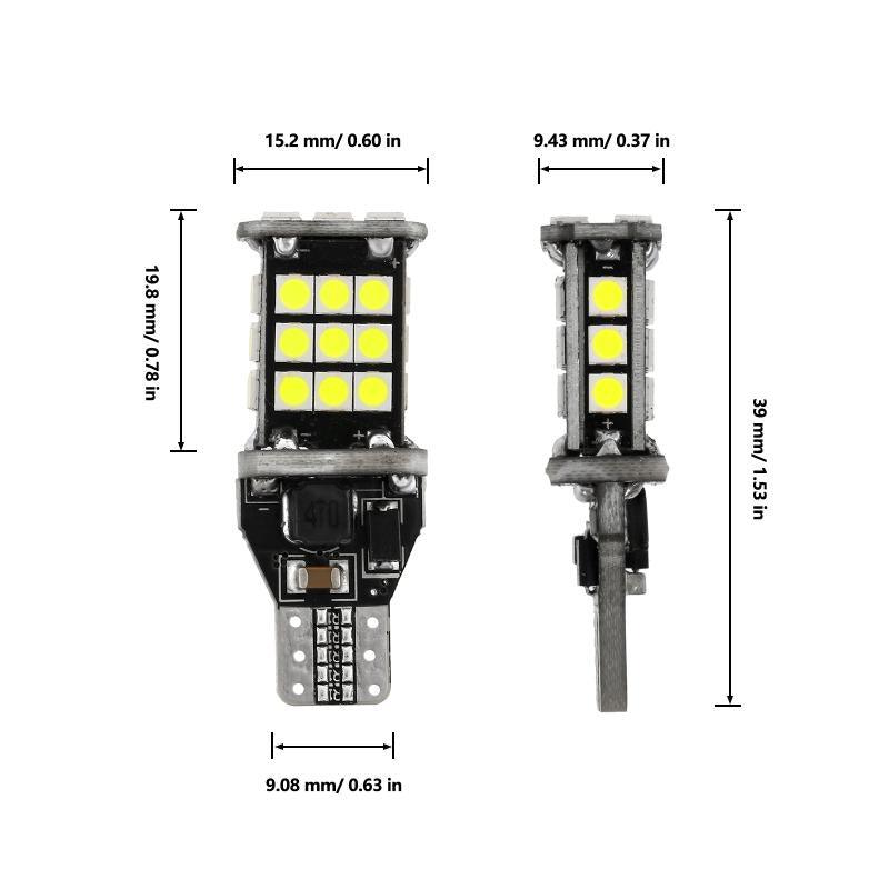 Auxbeam 912/921 T15 W16W LED Backup, Brake & Tail Light Bulbs – 10W, 6500K White, 300% Brighter, CAN-Bus Error-Free (2 Pack)