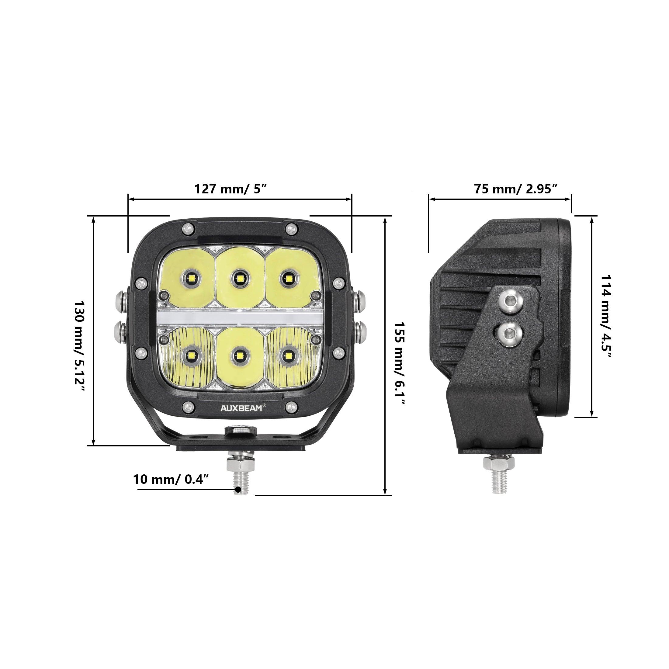 Auxbeam XP-ULTRA Series 5" LED Pods – 132W, 15,600LM, White/Amber, Amber DRL