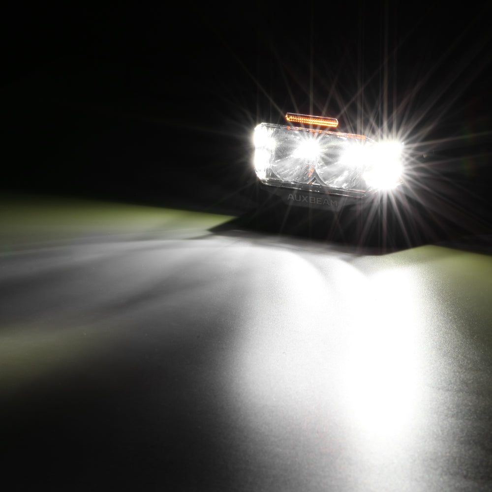 Auxbeam V-MAX Series 4" Rectangular LED Pod Lights – 72W, 6,960LM, Spot Beam Side Shooter, Amber DRL