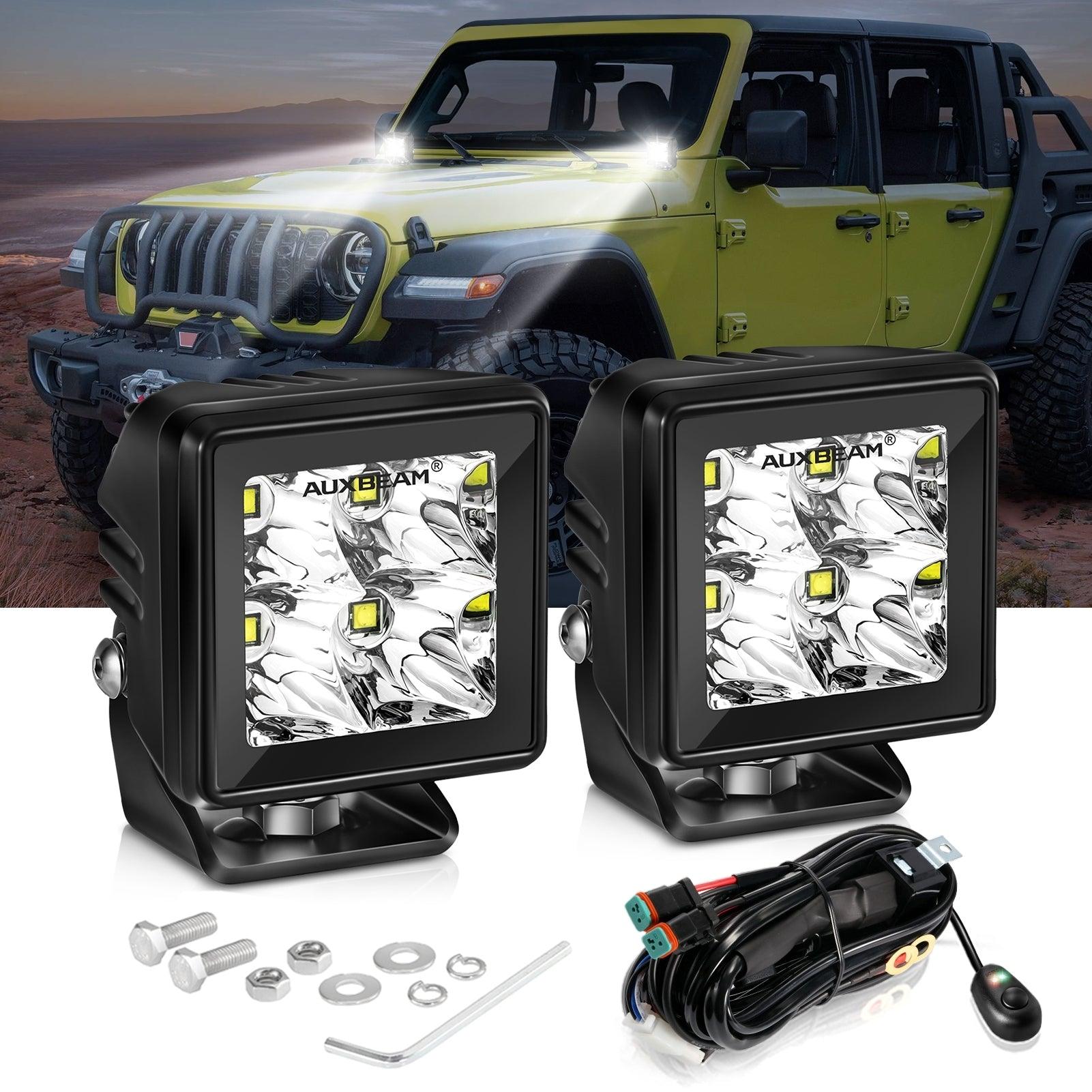 Auxbeam 2" LED Pod Light – 40W, 4,000LM, White Spot Beam