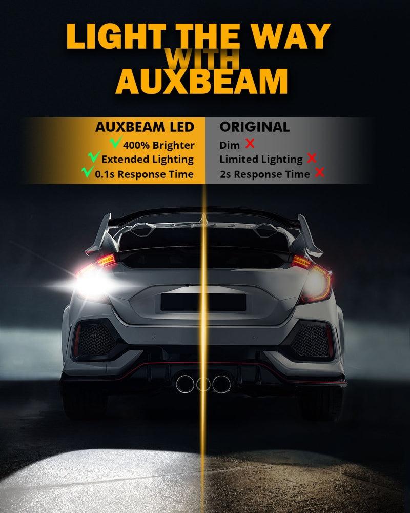Auxbeam 912 / 921 T15 W16W LED Backup, Brake & Tail Light Bulbs – B1 Series, 10W, 4000LM, 6500K White (2 Pack)