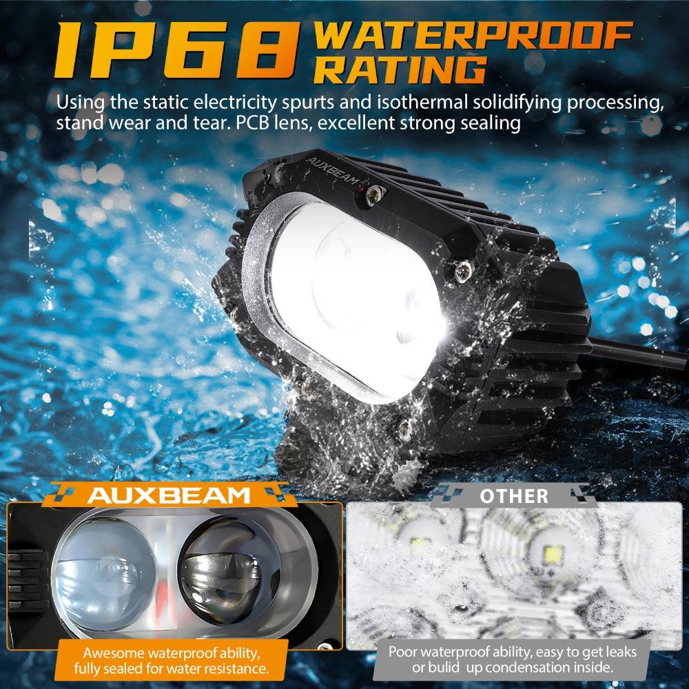 Auxbeam R4 Series 4" 60W LED Pod Lights – Spot Beam, White Driving Lights