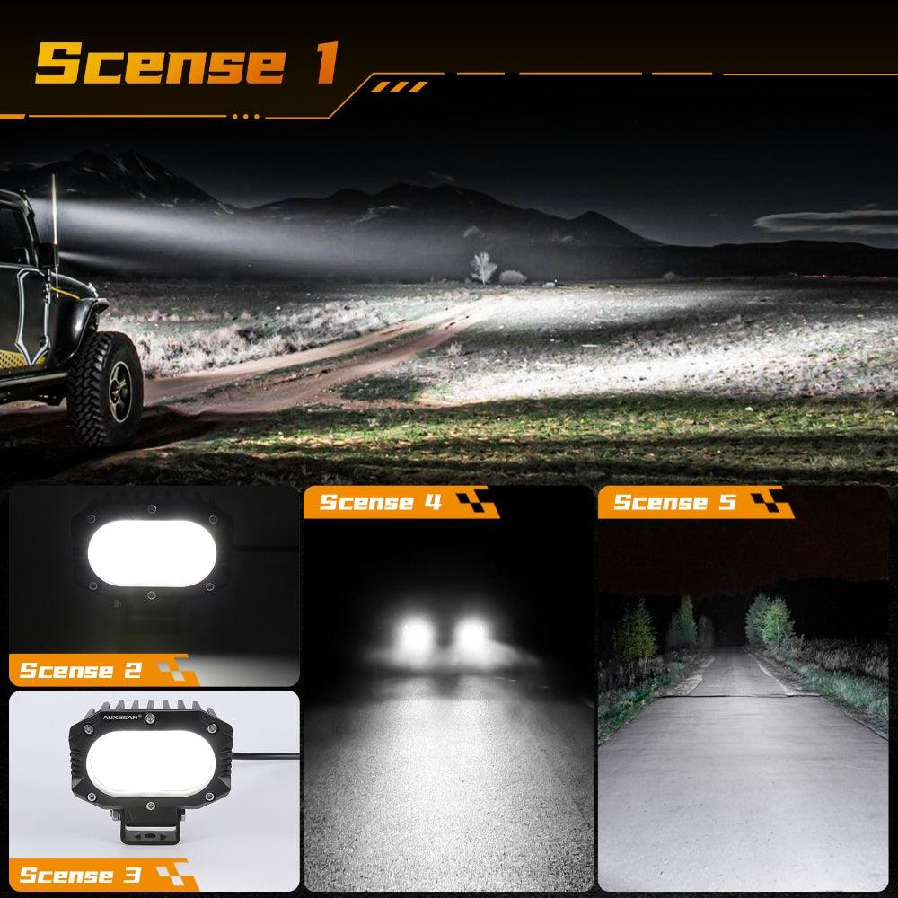 Auxbeam R4 Series 4" 60W LED Pod Lights – Spot Beam, White Driving Lights