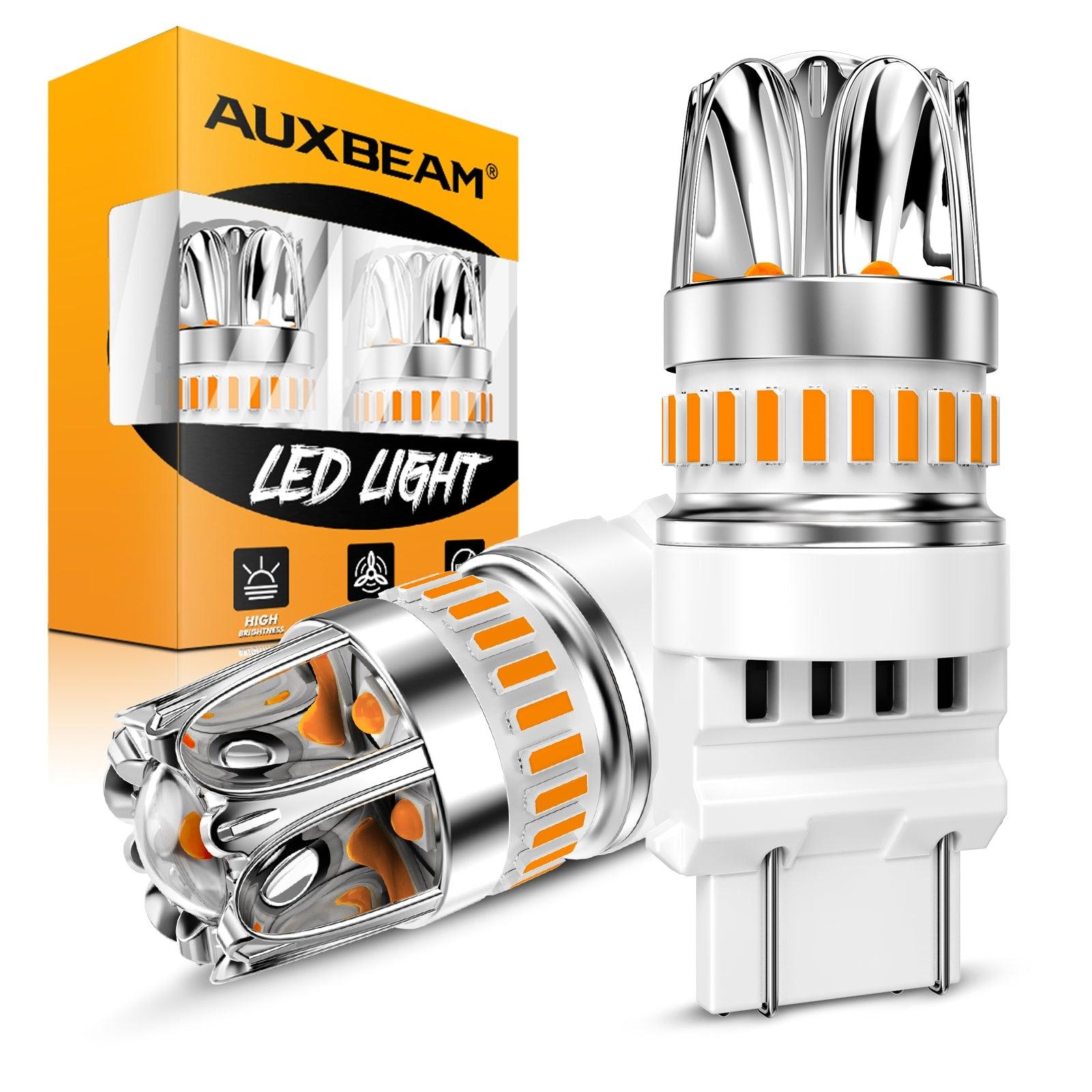 Auxbeam T25 / 3157 / 3156 LED Turn Signal Bulbs – Y2 Series, Front/Rear & Side Marker Lights, 14W, 6000LM, 3000K Amber, CAN-Bus Error-Free (2 Pack)