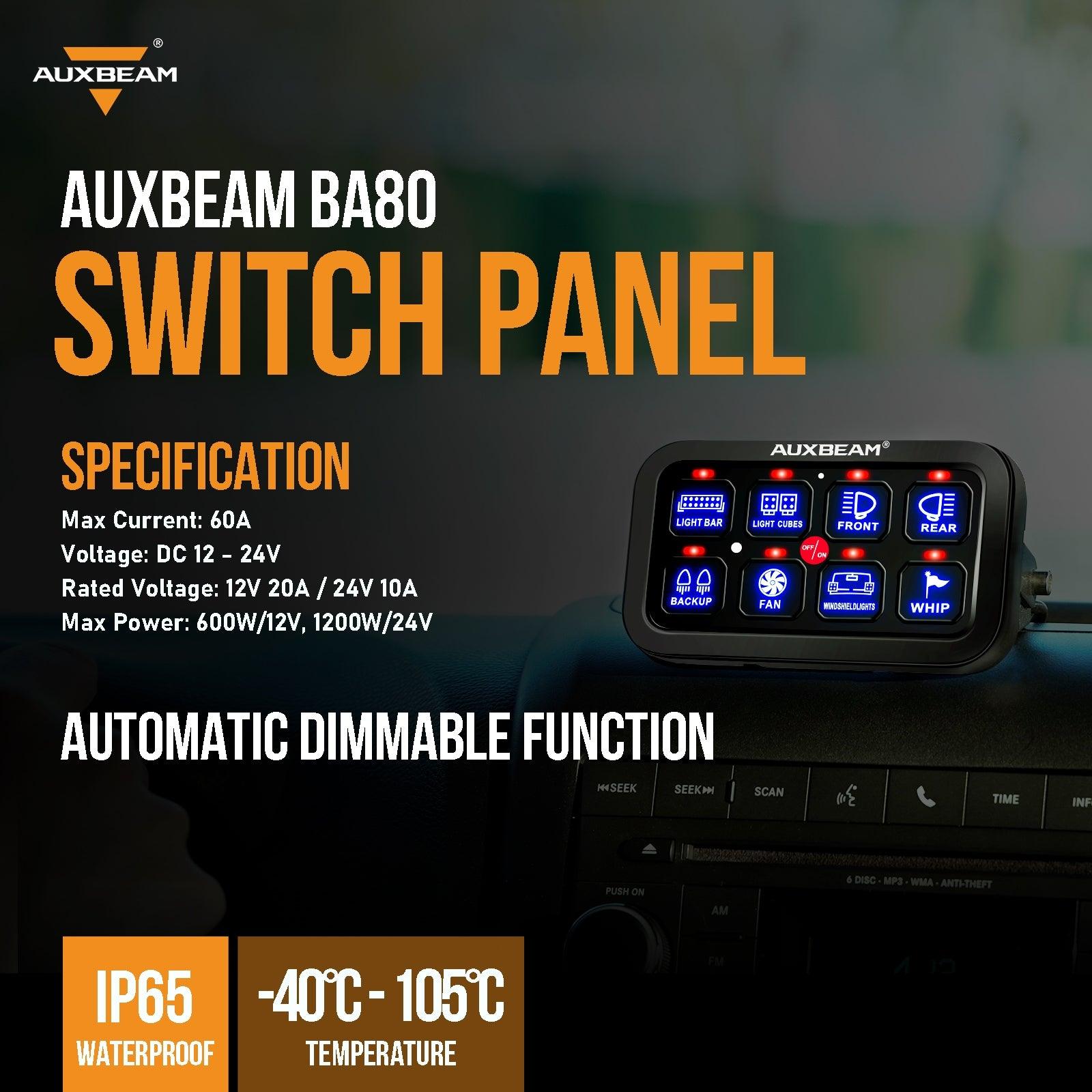 Auxbeam Single Series 6/8-Gang LED Switch Panel – Off-Road Light Controller