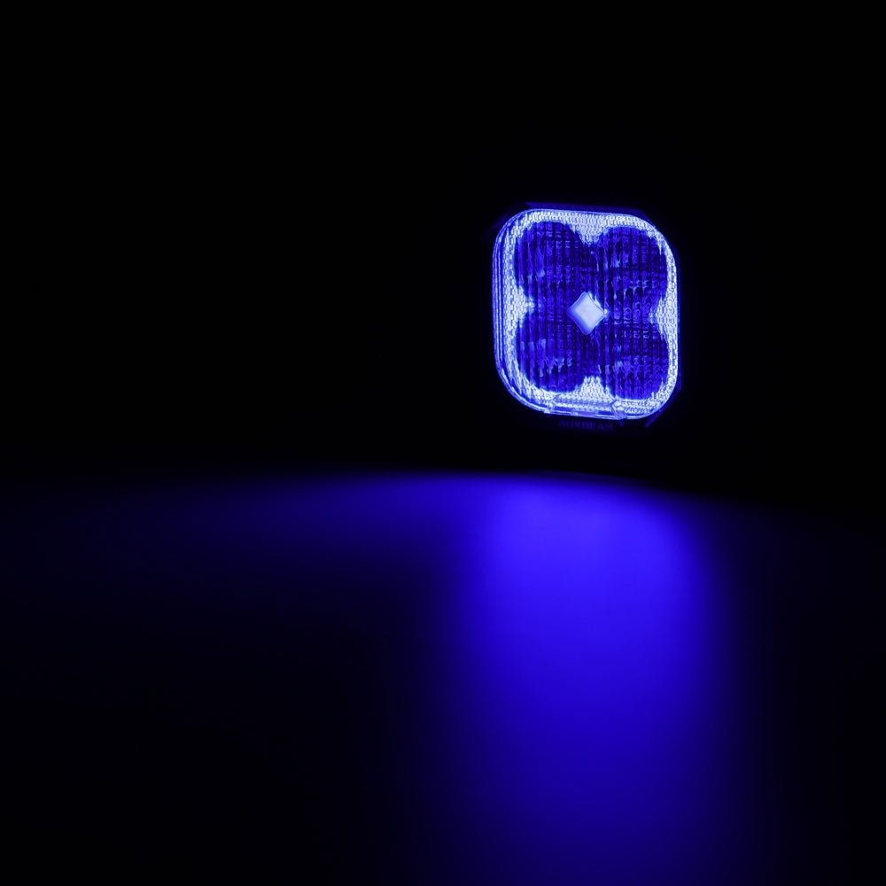 Auxbeam Color Play Series 3" RGB LED Pod Lights – 116W, Flood Beam, 8 Backlight Modes