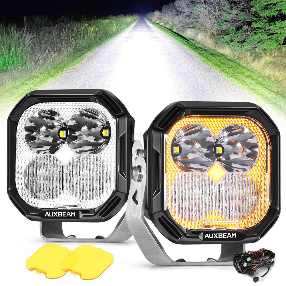 Auxbeam Color Play Series 3" LED Pod Lights – 100W, Combo Beam, White DRL & Amber Turn Signal