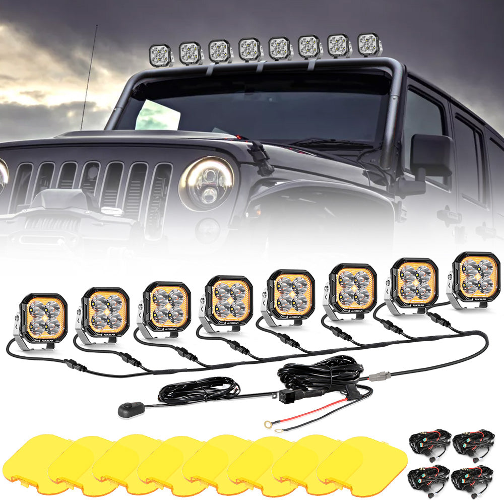 Auxbeam Color Play Series 3" LED Pod Lights – 100W, Spot Beam, White DRL & Amber Turn Signal