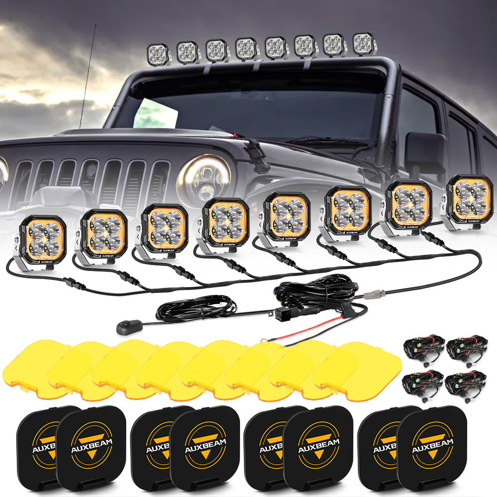 Auxbeam Color Play Series 3" LED Pod Lights – 100W, Spot Beam, White DRL & Amber Turn Signal