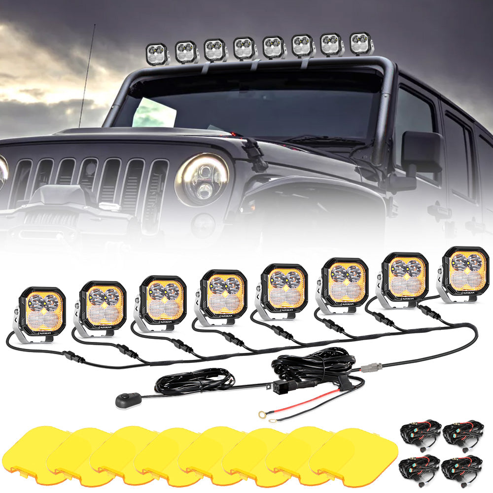 Auxbeam Color Play Series 3" LED Pod Lights – 100W, Combo Beam, White DRL & Amber Turn Signal