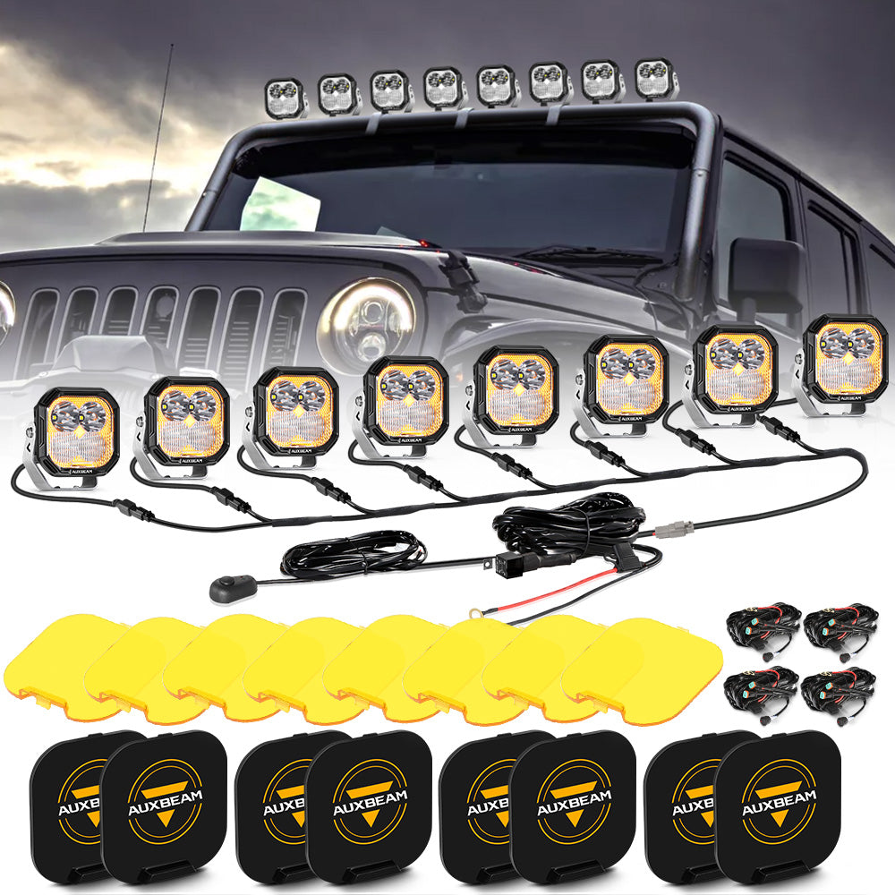 Auxbeam Color Play Series 3" LED Pod Lights – 100W, Combo Beam, White DRL & Amber Turn Signal
