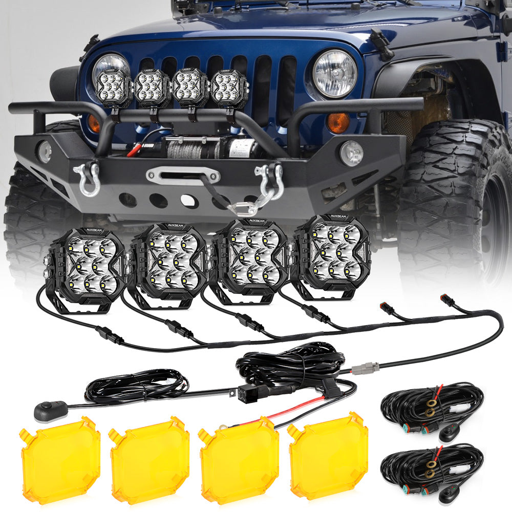Auxbeam CUBE-Z Series 4" LED Combo Pod Lights – White DRL & Amber Turn Signal