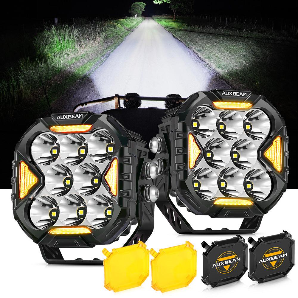 Auxbeam CUBE-Z Series 4" LED Pod Lights – Spot Beam, White DRL & Amber Turn Signal