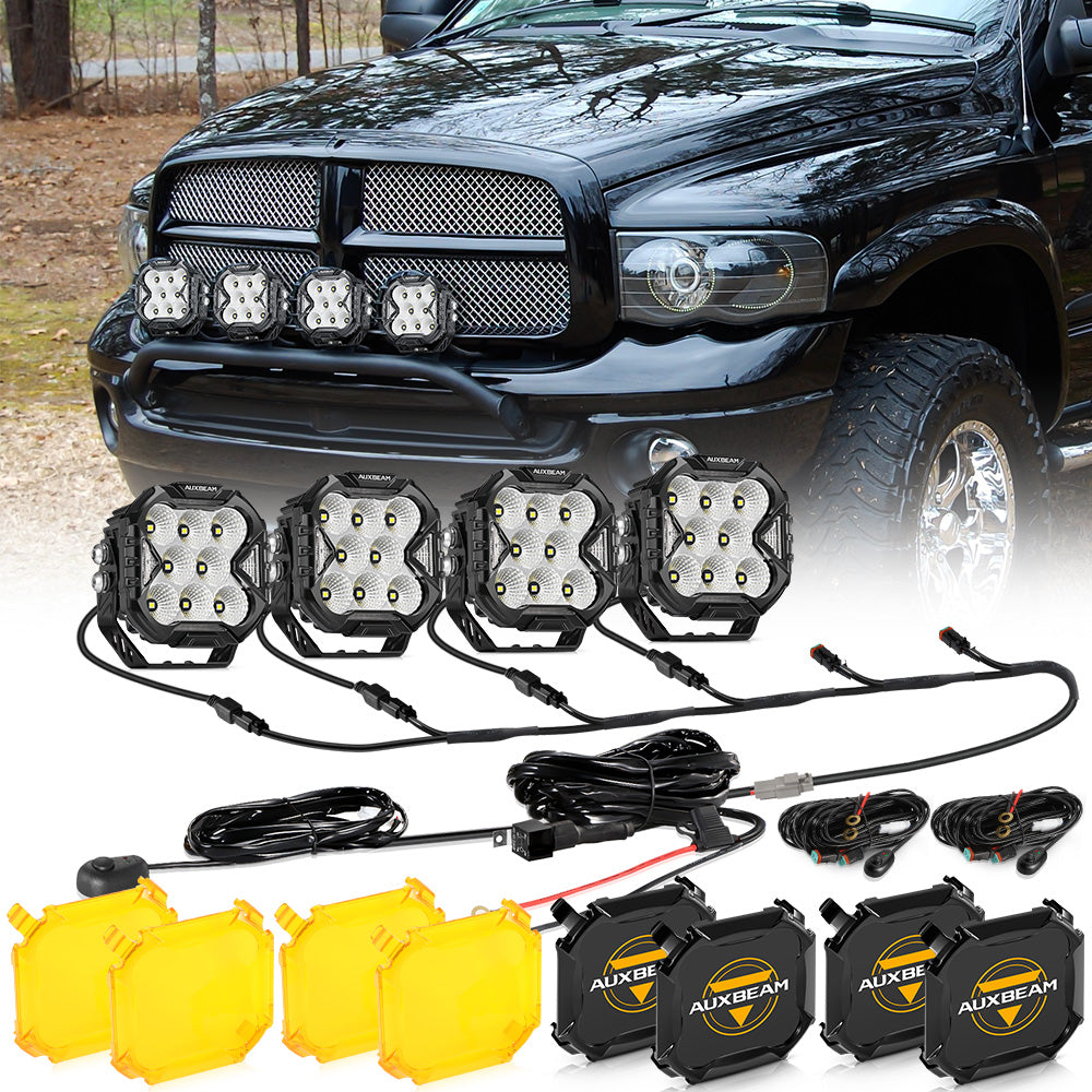 Auxbeam CUBE-Z Series 4" LED Pod Lights – Flood Beam, White DRL & Amber Turn Signal