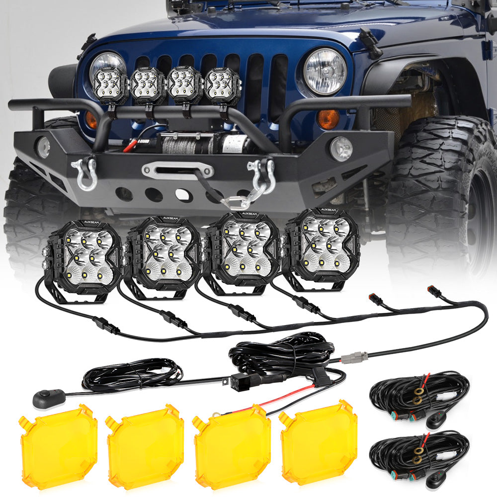 Auxbeam CUBE-Z Series 4" LED Combo Pod Lights – White DRL & Amber Turn Signal