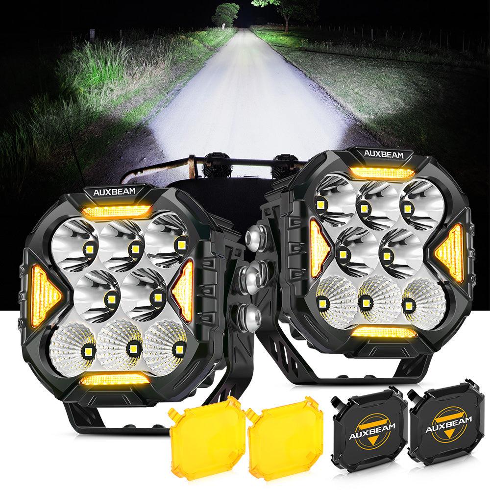 Auxbeam CUBE-Z Series 4" LED Combo Pod Lights – White DRL & Amber Turn Signal
