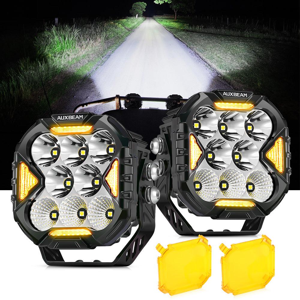 Auxbeam CUBE-Z Series 4" LED Combo Pod Lights – White DRL & Amber Turn Signal