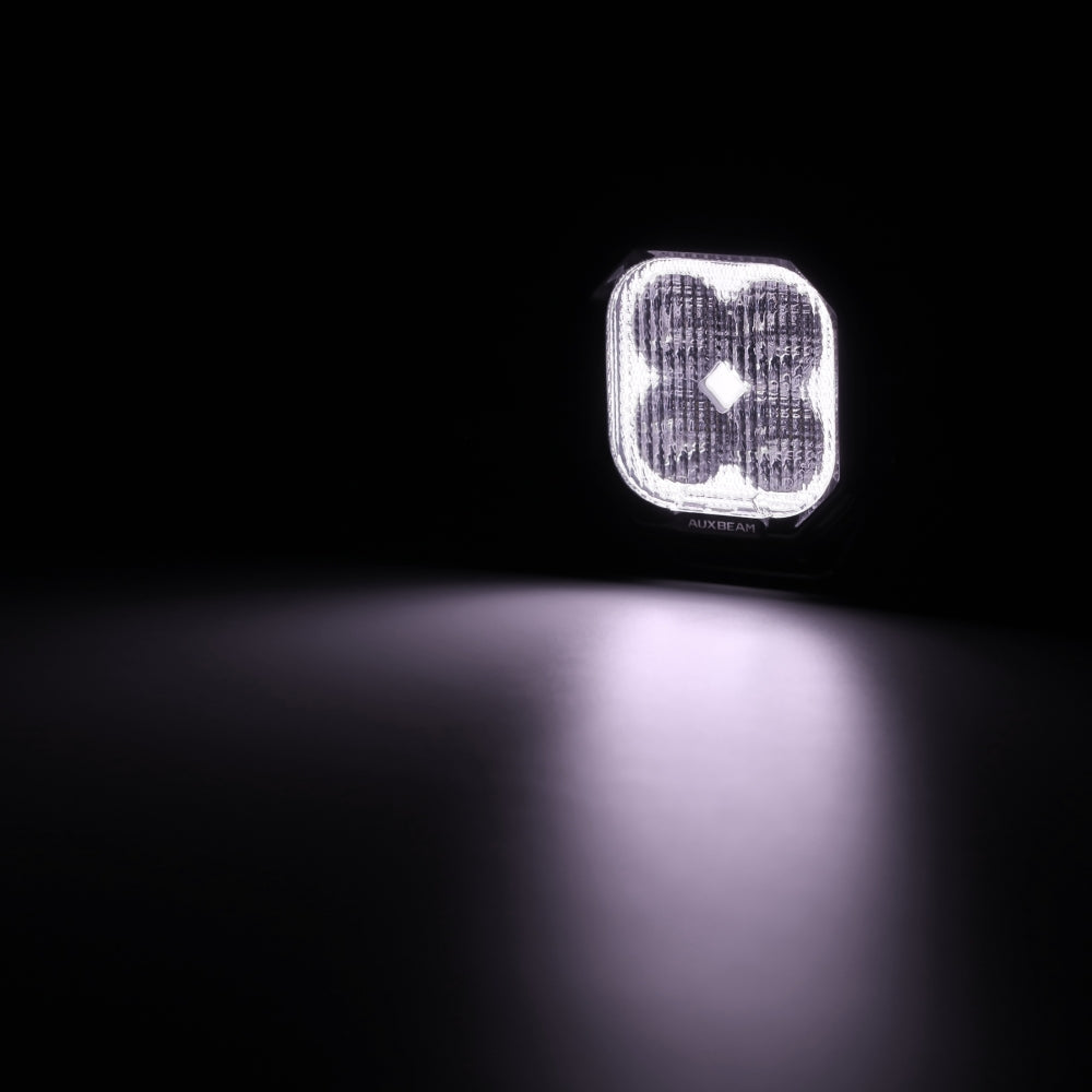 Auxbeam Color Play Series 3" RGB LED Pod Lights – 116W, Flood Beam, 8 Backlight Modes