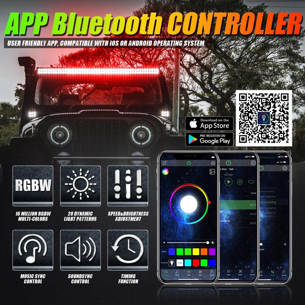 Auxbeam V-PRO Series 22" RGBW LED Light Bar & RGB Rock Light Combo – Straight, Color-Changing, Off-Road