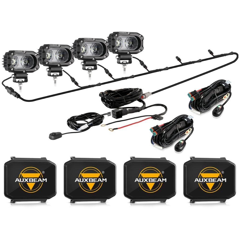 Auxbeam R4 Series 4" LED Light Pods – 60W, 120° Wide Beam, Corrugated Lens