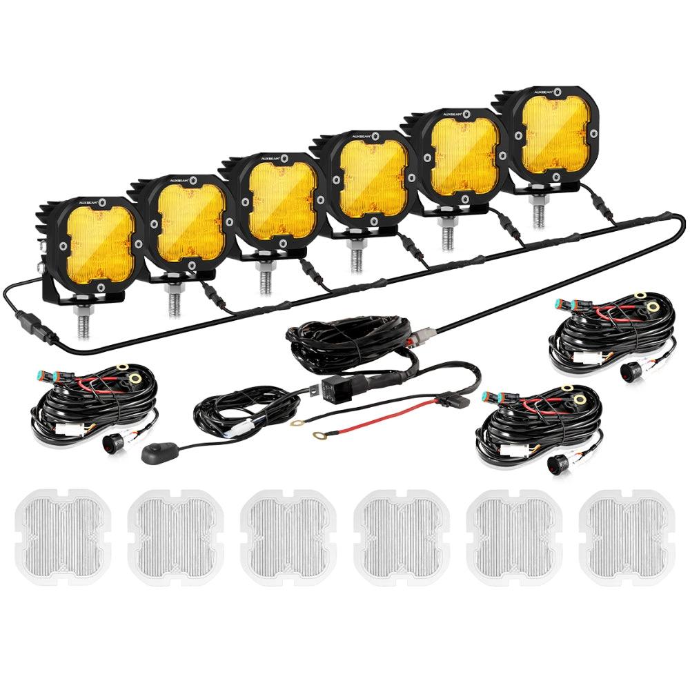 Auxbeam XP-ULTRA Series 3" LED Pods – 80W, Flood Beam, Amber & White