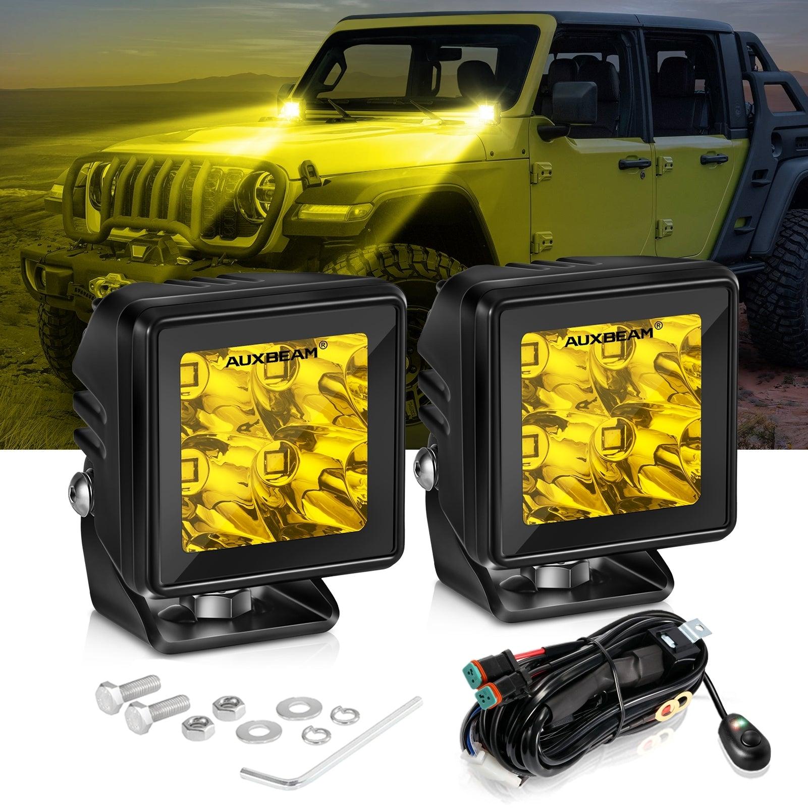 Auxbeam 2" LED Pod Light – 40W, 4,000LM, Amber Spot Beam