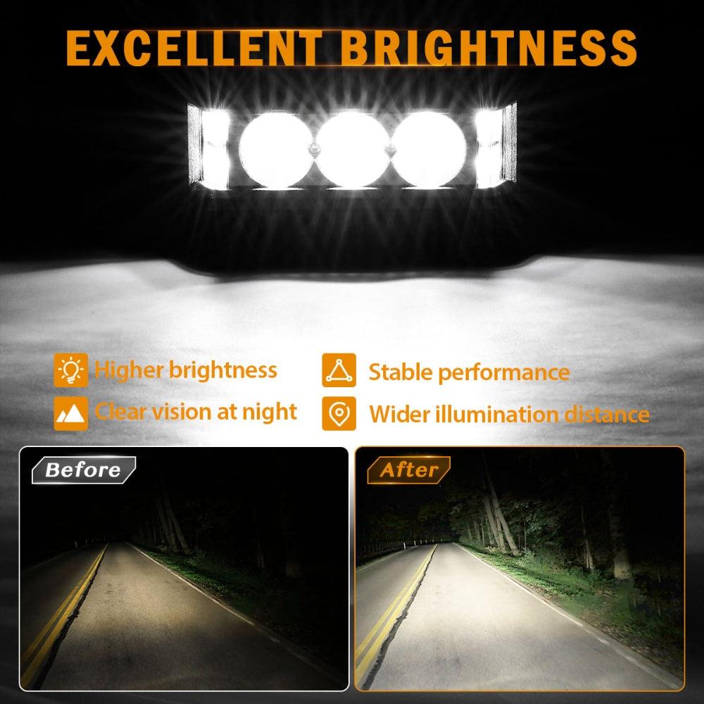 Auxbeam R5 Series 5" LED Pod Lights – 68W, White, Side Shooter Spot Beam