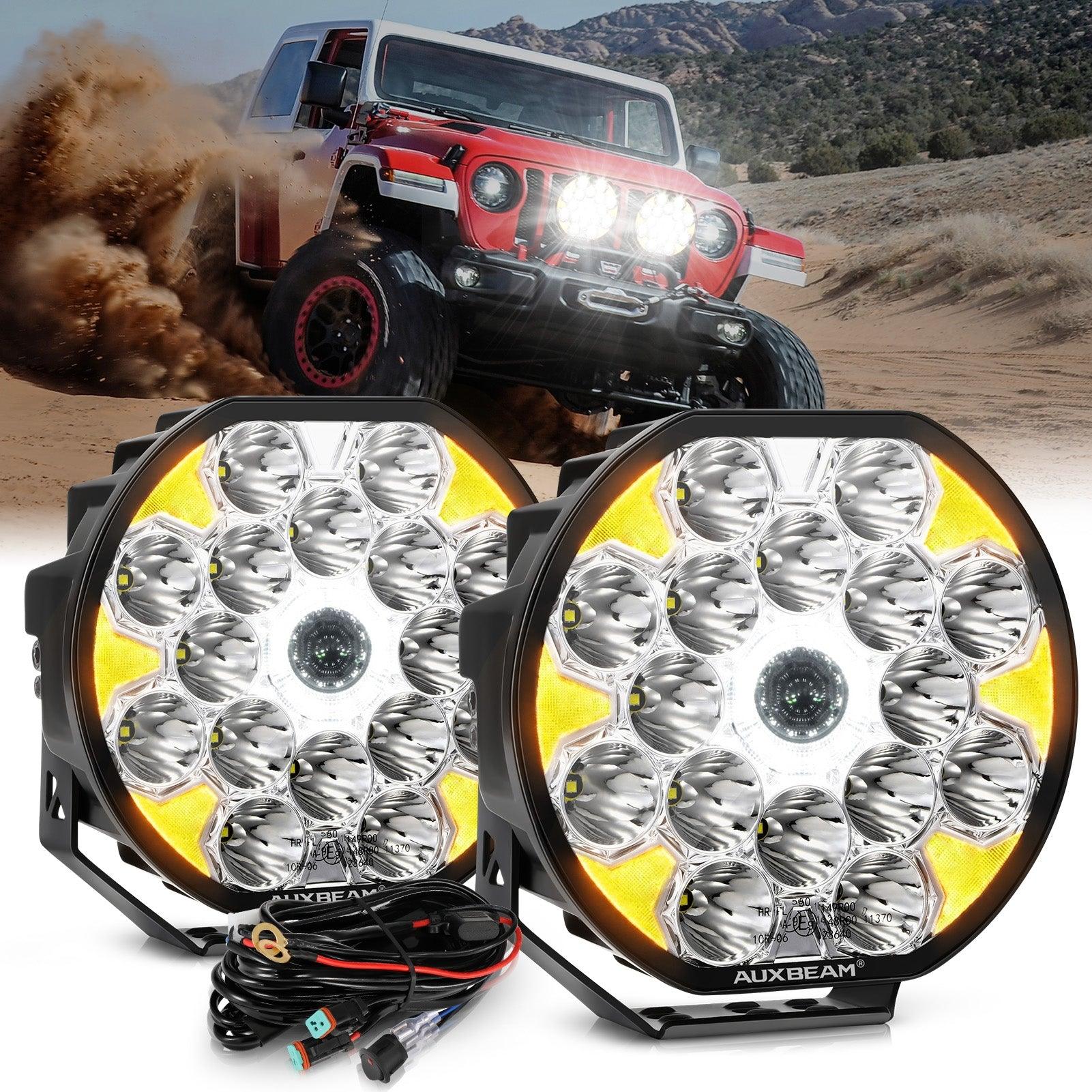 Auxbeam 360-ULTRA Series 8.5" LED Driving Light – 220W, White DRL & Amber Turn Signal