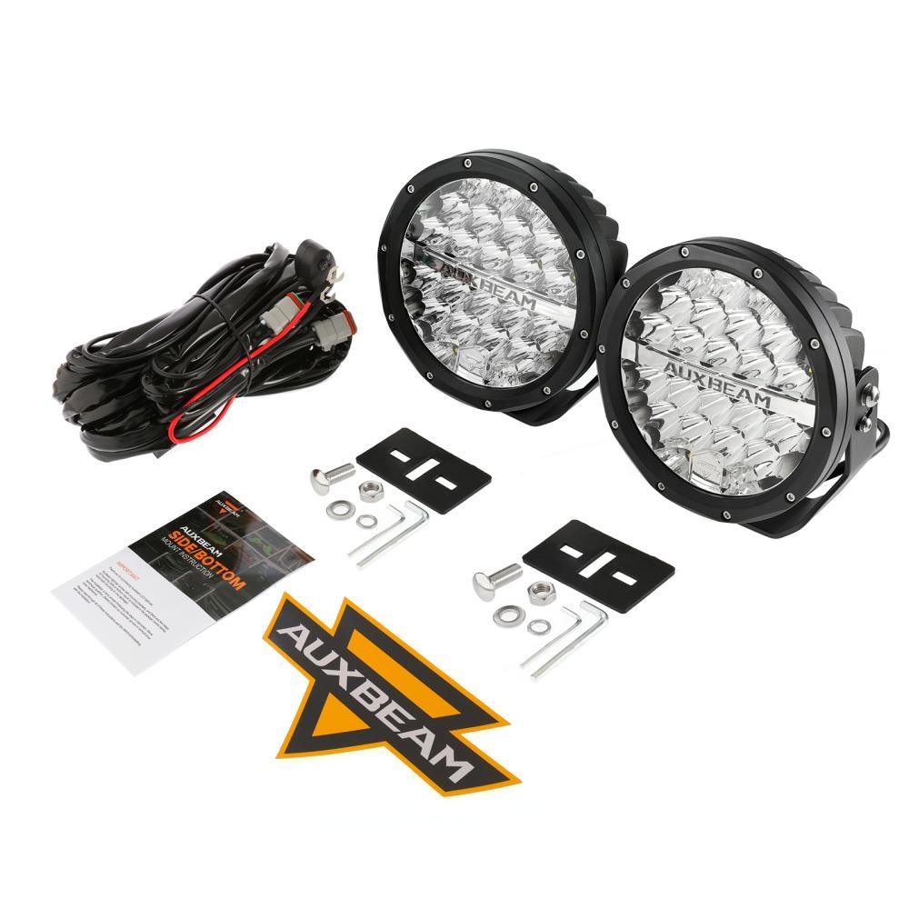 Auxbeam 7" 240W Round LED Driving Lights – Off-Road Spot Beam with DRL, Amber/Black Covers Optional for SUV, ATV, UTV, Truck & Boat (2 Pack)