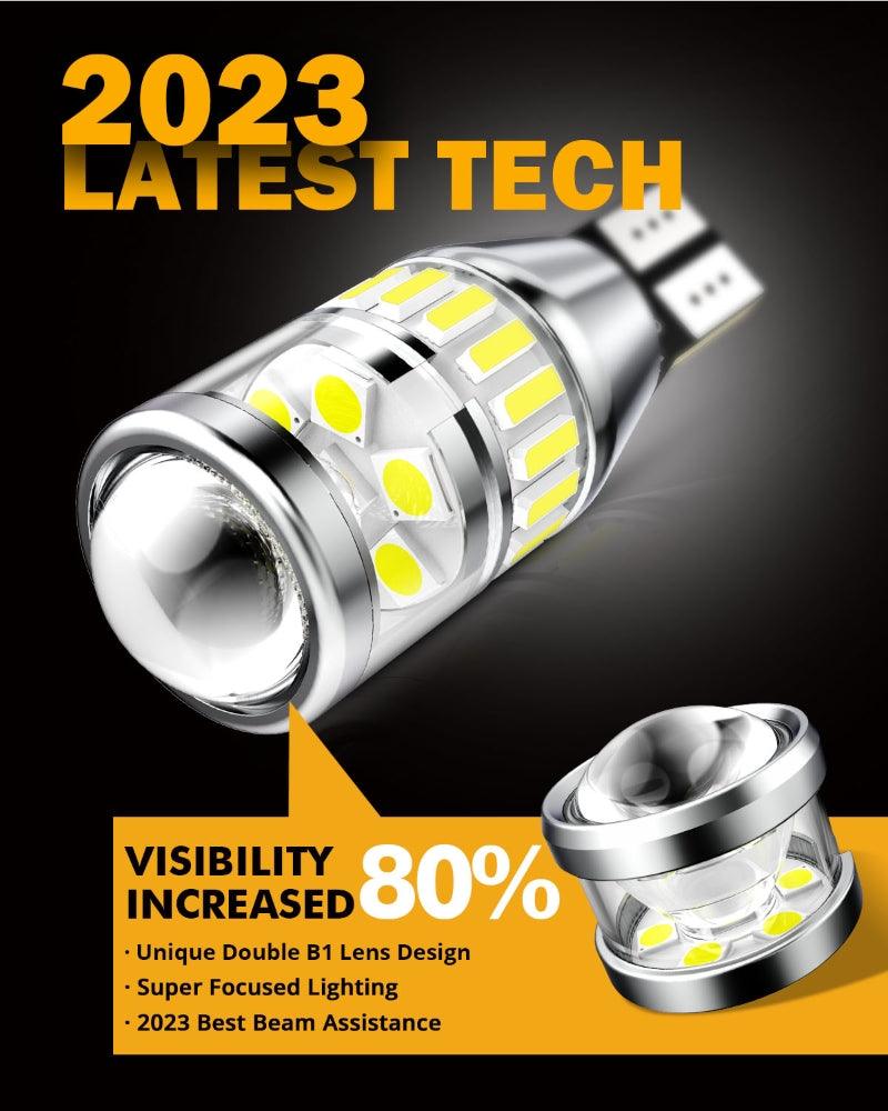 Auxbeam 912 / 921 T15 W16W LED Backup, Brake & Tail Light Bulbs – B1 Series, 10W, 4000LM, 6500K White (2 Pack)