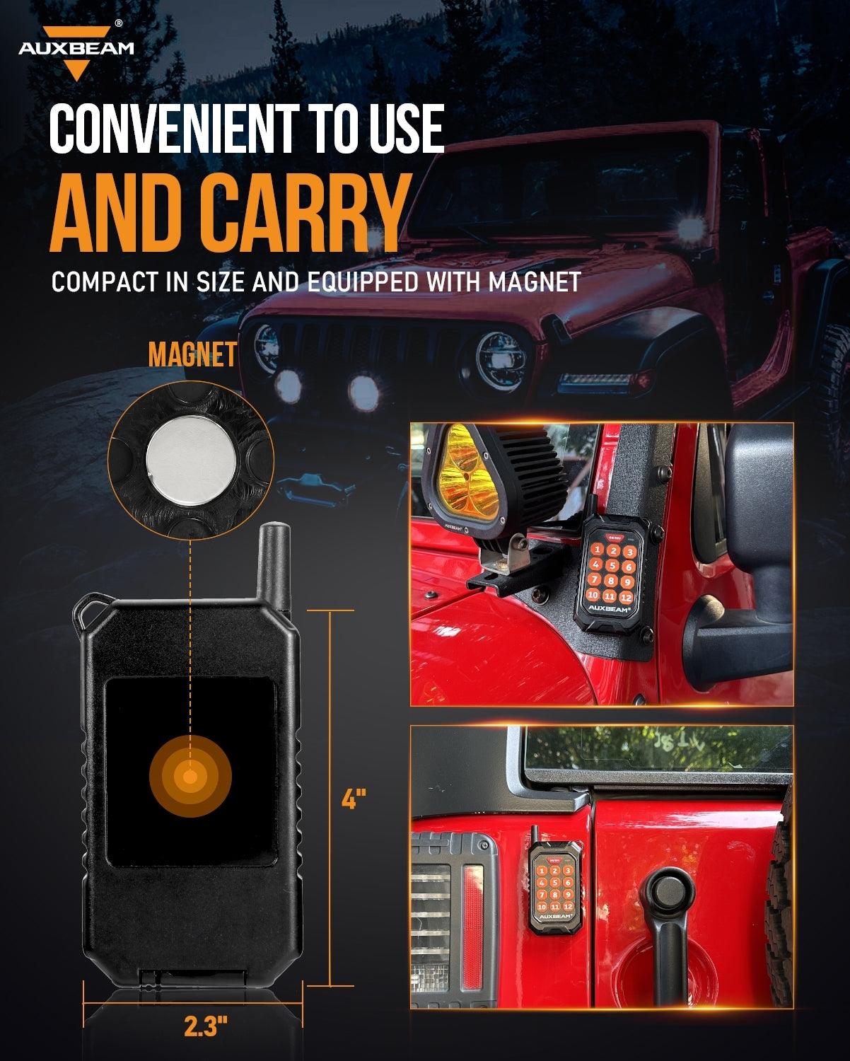 Auxbeam AC Series AC-1200 12-Gang RGB Switch Panel – App & Remote Control, Toggle/Momentary/Pulsed, One-Sided Outlet