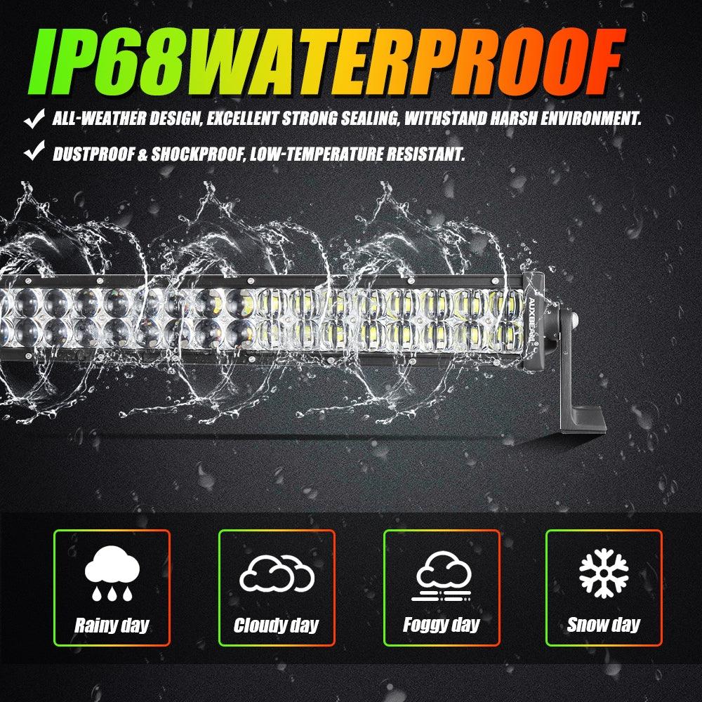 Auxbeam V-PRO Series 22" RGBW LED Light Bar & RGB Rock Light Combo – Straight, Color-Changing, Off-Road