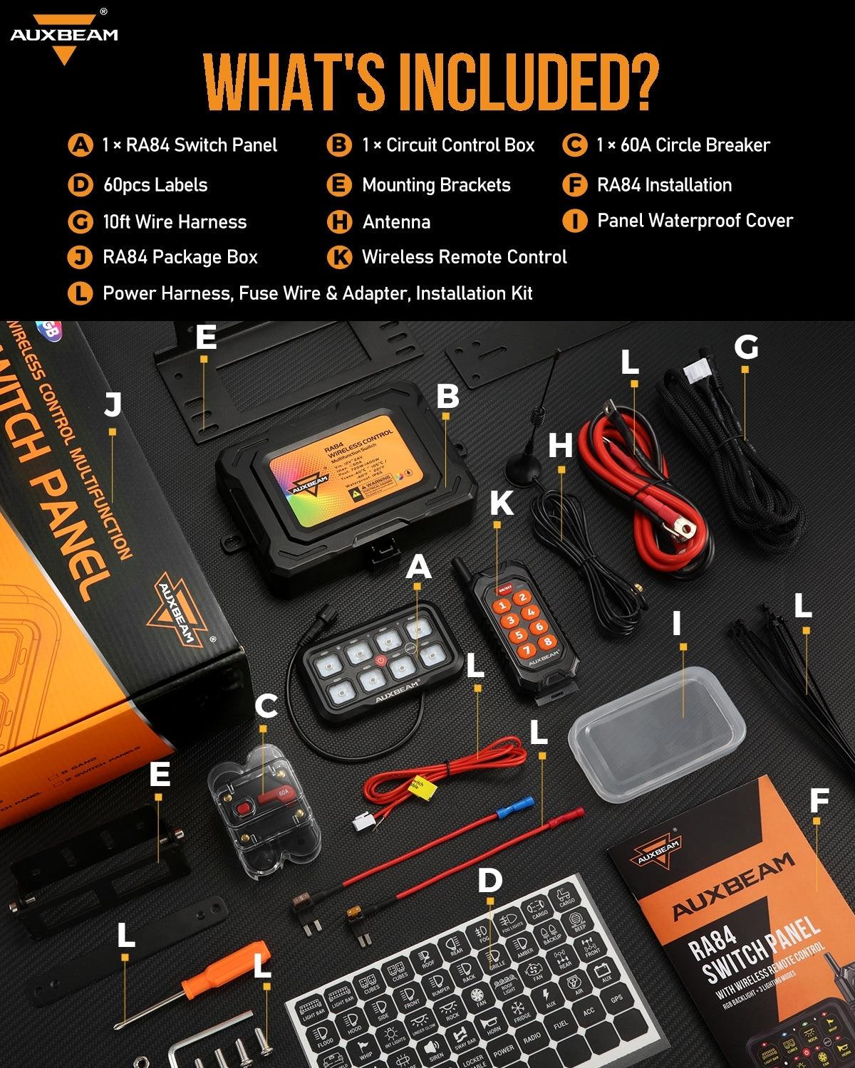 Auxbeam RC Series RC-800 RGB Switch Panel – Remote Control, Toggle/Momentary/Pulsed, One-Sided Outlet