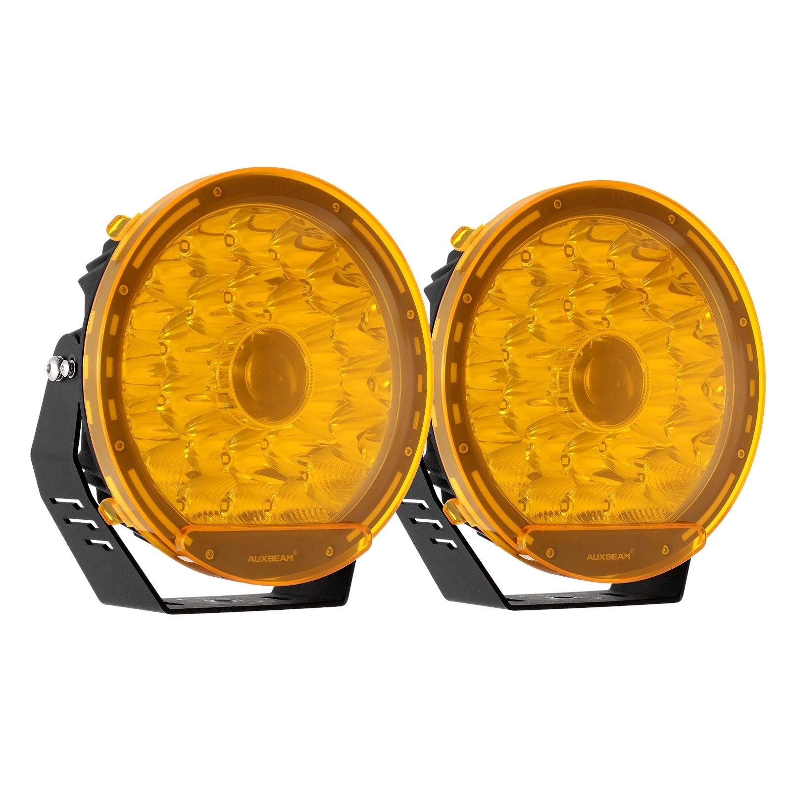 Auxbeam 9" Round LED Light Covers – Amber (2-Pack)
