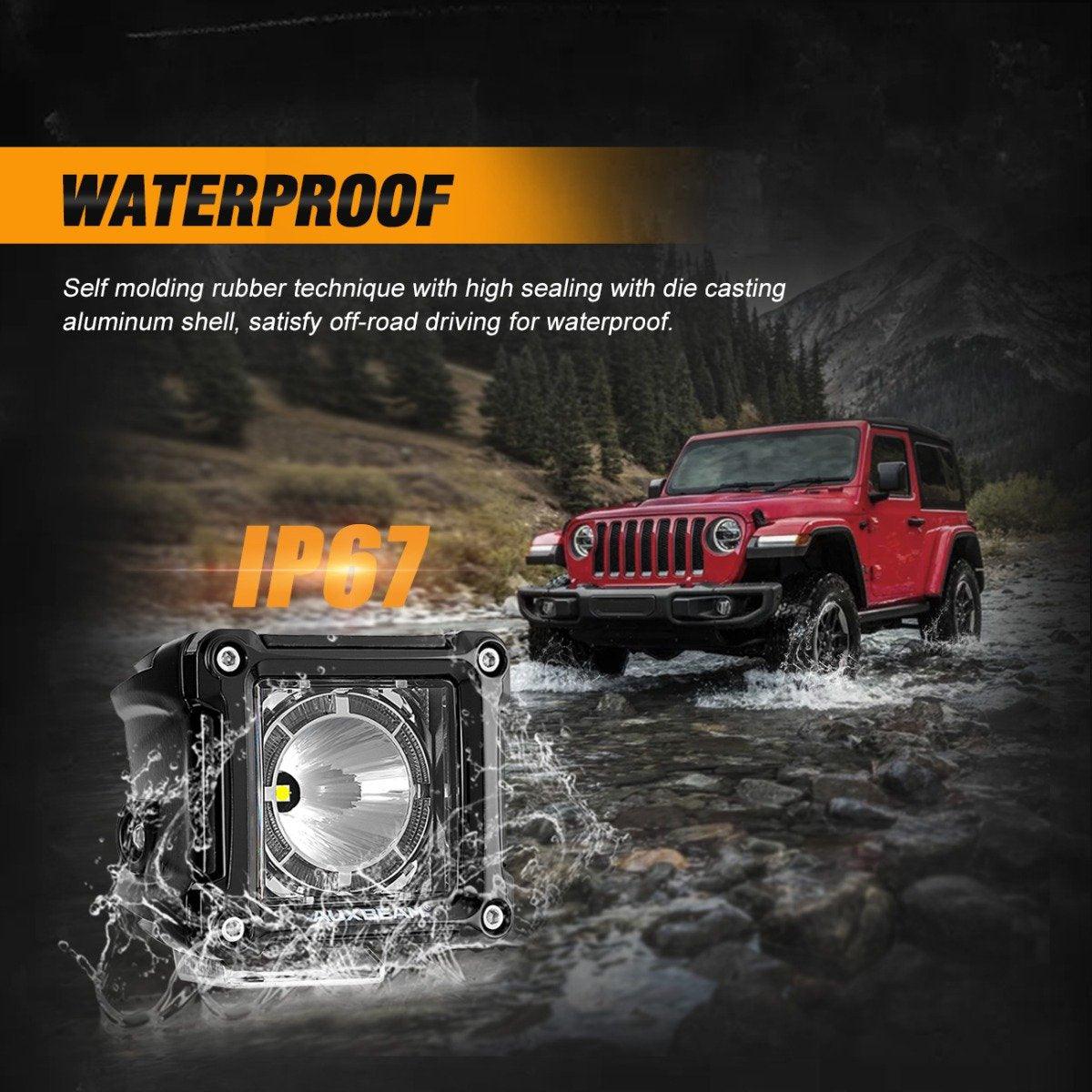 Auxbeam 3" 40W LED Pod Lights – With DRL, for SUV, ATV, UTV, Trucks, Pickup & Boat (2 Pack)