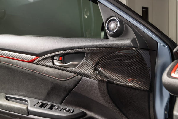 OLM 2016-2021 Honda Civic LE Carbon Fiber Interior Door Handle Trim Cover Set (Gloss Finish)