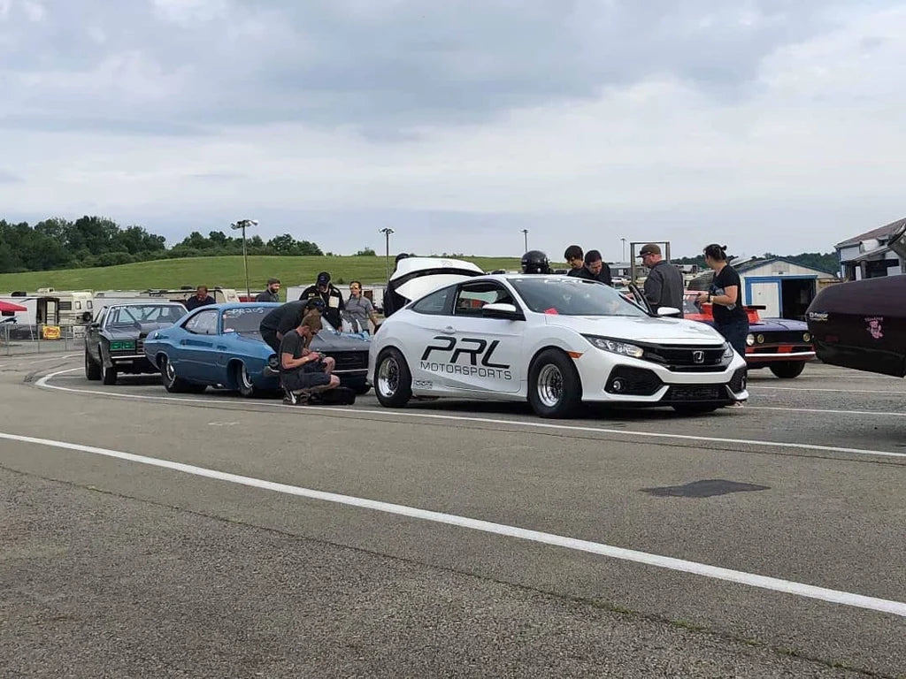 Project Snow White, PRL Motorsports' 10th gen Honda Civic Si, staged at the drag strip
