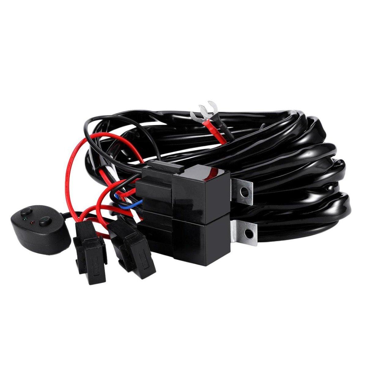 Auxbeam LED Light Bar Wiring Harness – 40A Relay, Fuse, On/Off Switch (1 Lead, 14AWG, Up to 300W)