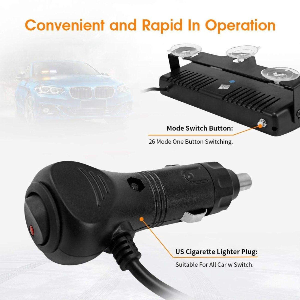 Auxbeam 16-LED Emergency Warning Strobe Light – With Suction Cups