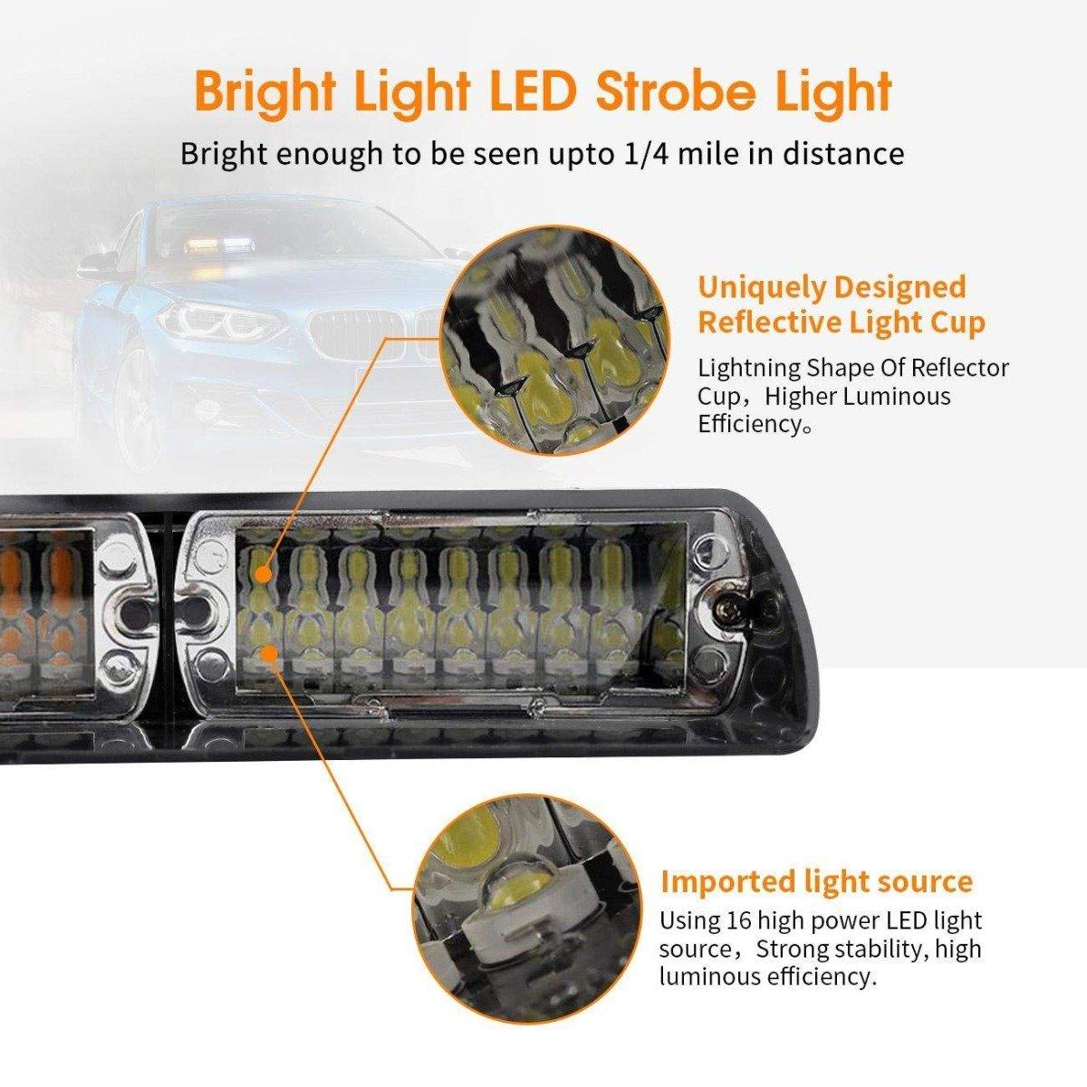 Auxbeam 16-LED Emergency Warning Strobe Light – With Suction Cups