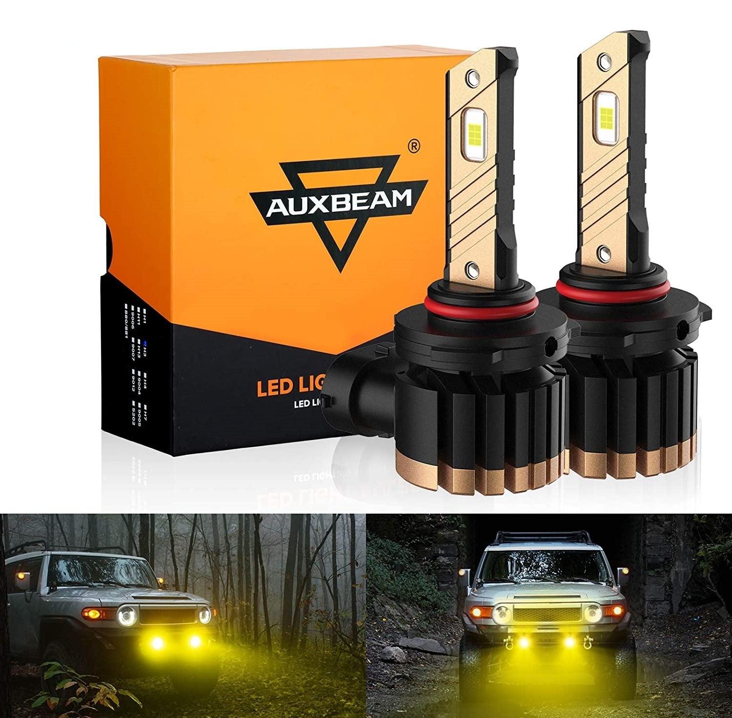 Auxbeam H10 / 9145 / 9140 / HB3 LED Fog Light & DRL Bulbs – Z3 Series, 44W, 8000LM, 3000K Golden Yellow (2 Pack)