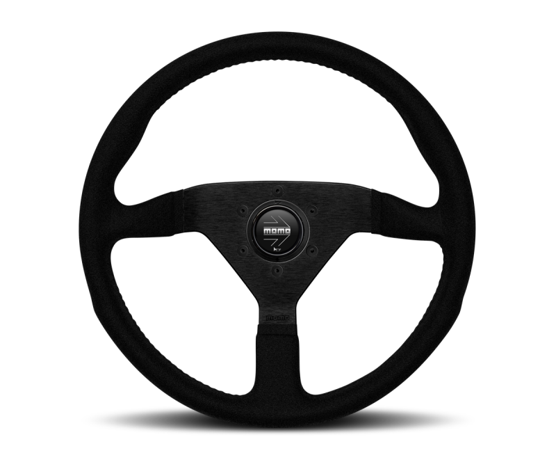 Momo Montecarlo Alcantara Steering Wheel 320 mm - Black/Black Stitch/Black Spokes