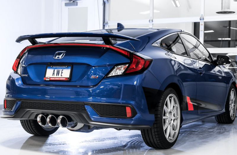 AWE Tuning 2016+ Honda Civic Si Touring Edition Exhaust w/Front Pipe & Triple Chrome Silver Tips - Two Step Performance