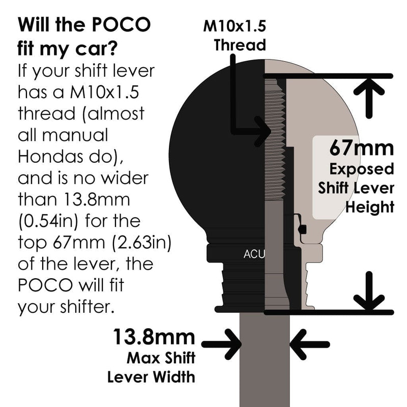 POCO Insulated Low-Profile Shift Knob in Black (M10X1.5) - Two Step Performance