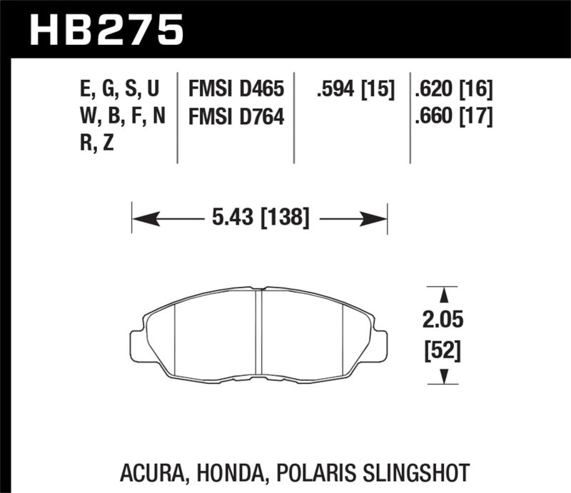 Hawk 1997-1997 Acura CL 2.2 HPS 5.0 Front Brake Pads
