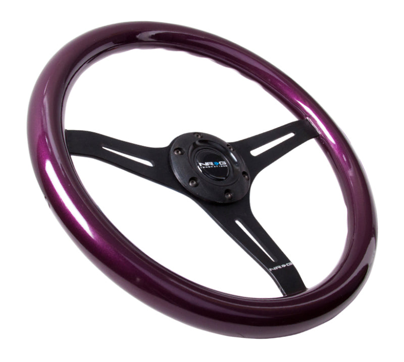NRG Classic Wood Grain Steering Wheel (350mm) Purple Pearl/Flake Paint w/Black 3-Spoke Center