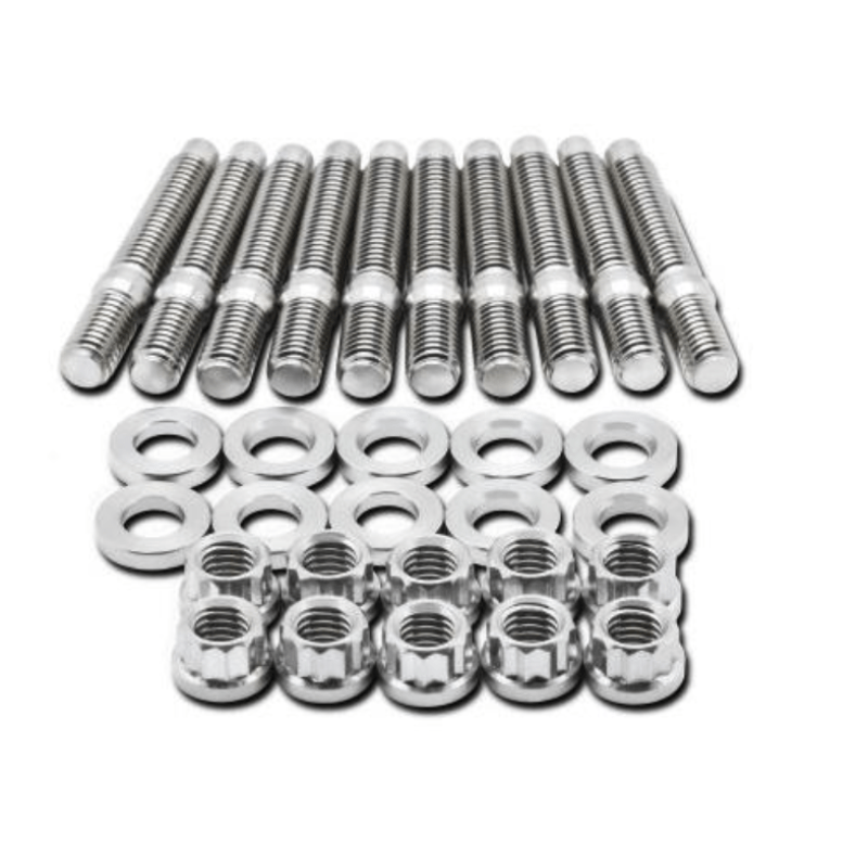 BLOX Racing SUS303 Stainless Steel Manifold Stud Kit M8 x 1.25mm 65mm in Length - 10-piece - Two Step Performance