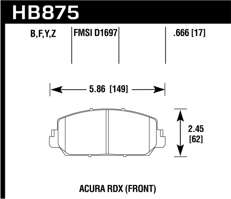 Hawk 14-17 Acura RDX/RLX HPS Street Front Brake Pads