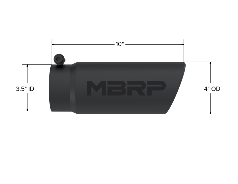 MBRP Universal Tip 4 O.D. Angled Rolled End 3.5 inlet 10 length- Black Finish